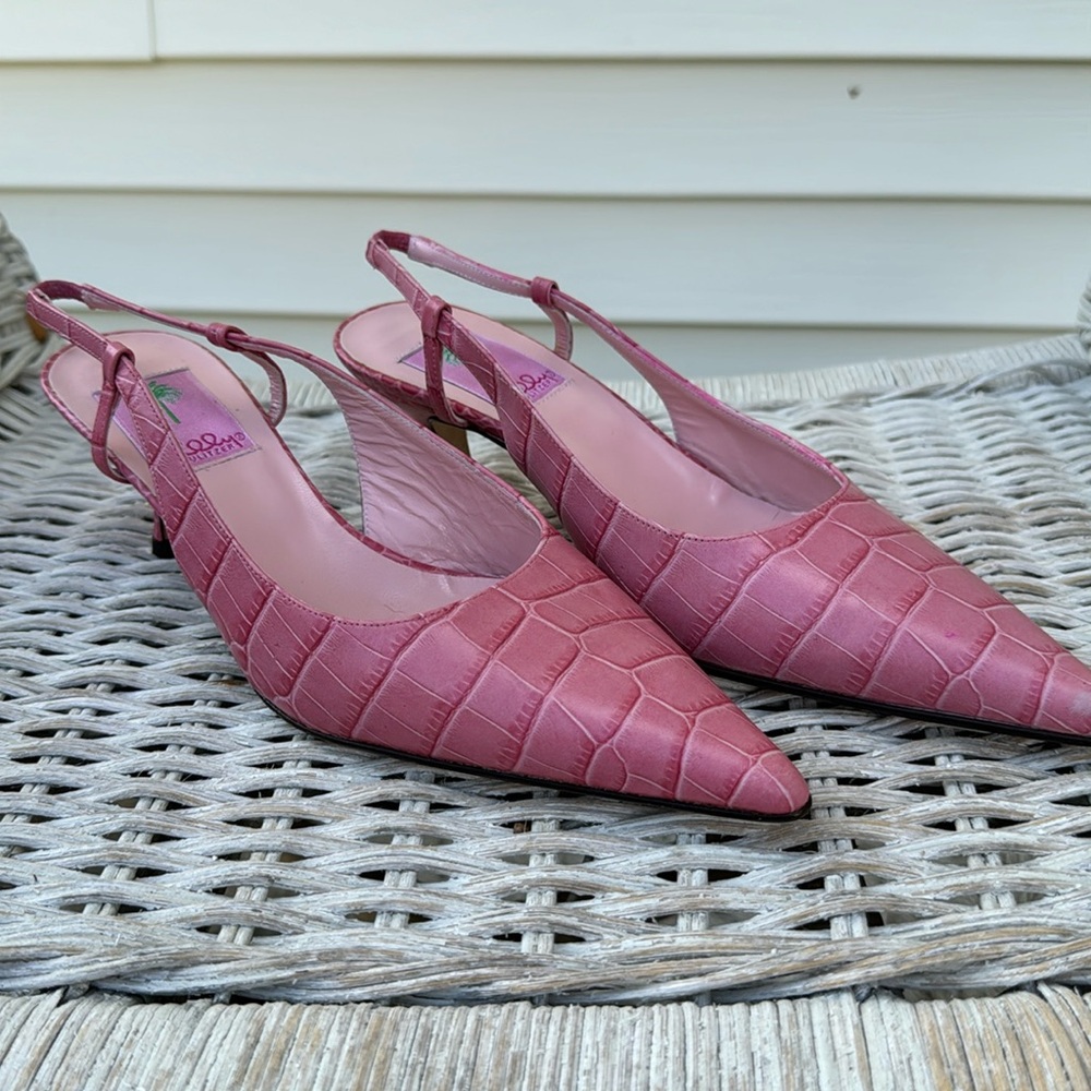 Lilly Pulitzer pink croc pattern kitten hills